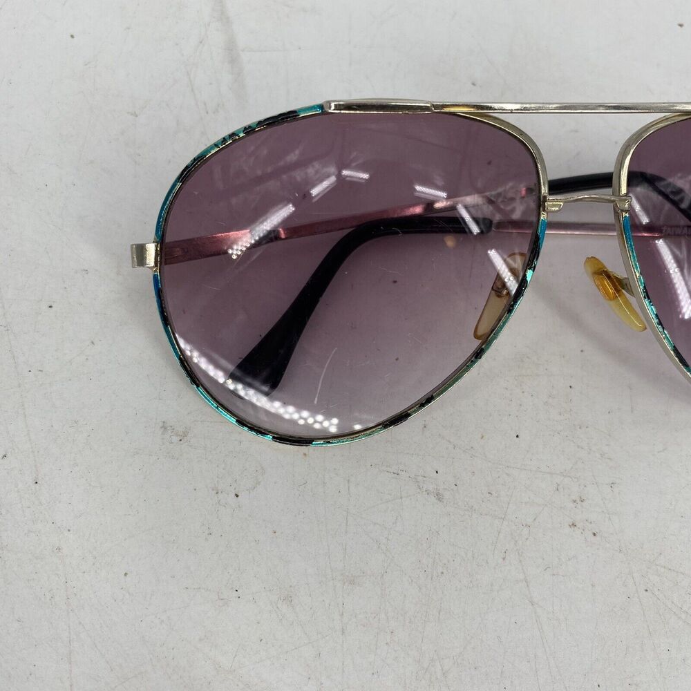Vintage Opti Ray Aviator Sunglasses Turquoise Crackle Frame Gradient Lens - Picture 3 of 7